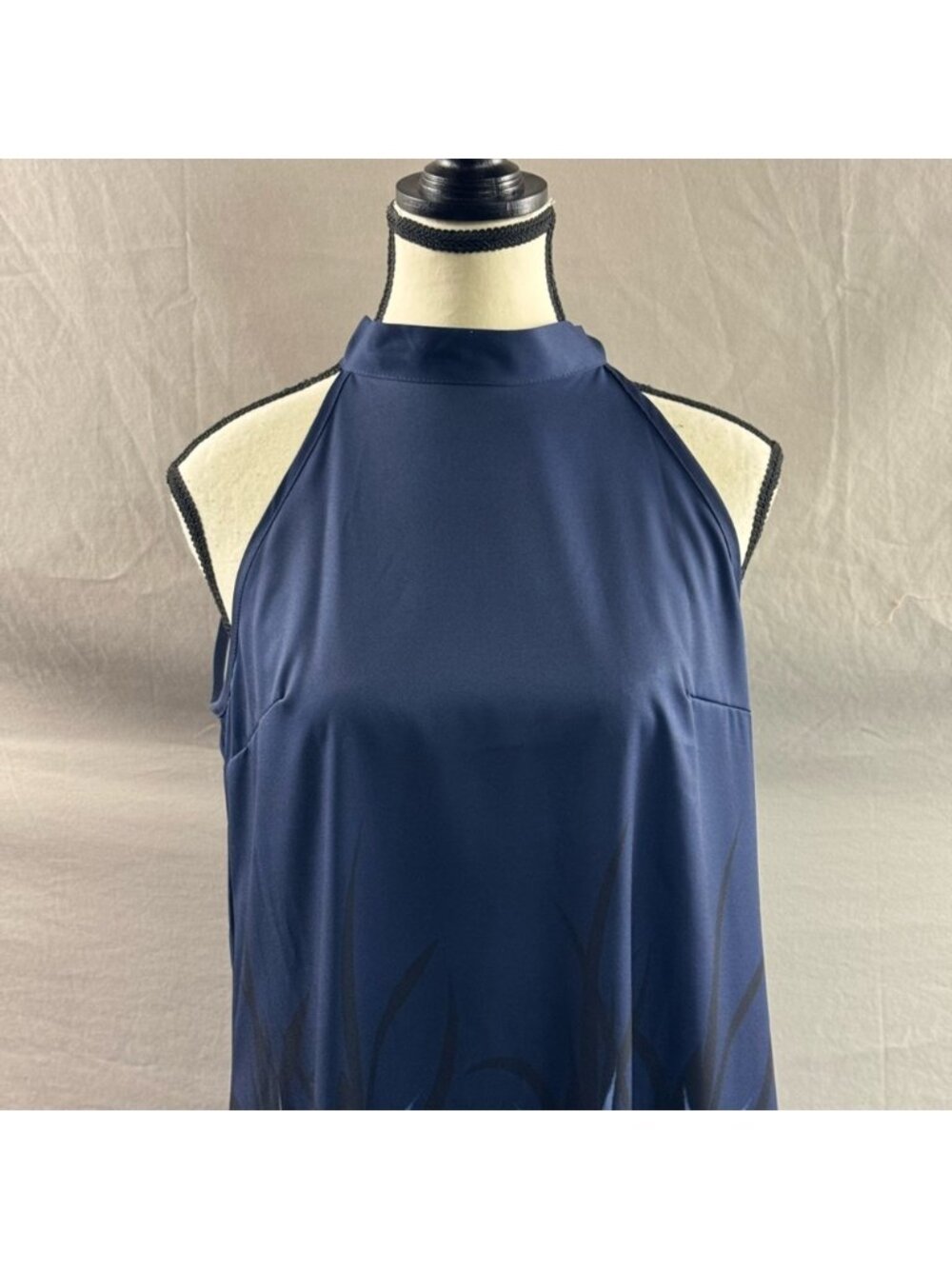 Boho Floral Print A-Line Halterneck Dress Blue - Picture 7 of 9